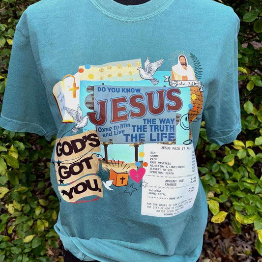 God's Got You Jesus Collage comfort colors t-shirt | Christian Faith Tee | Jesus is the way the truth the life apparel