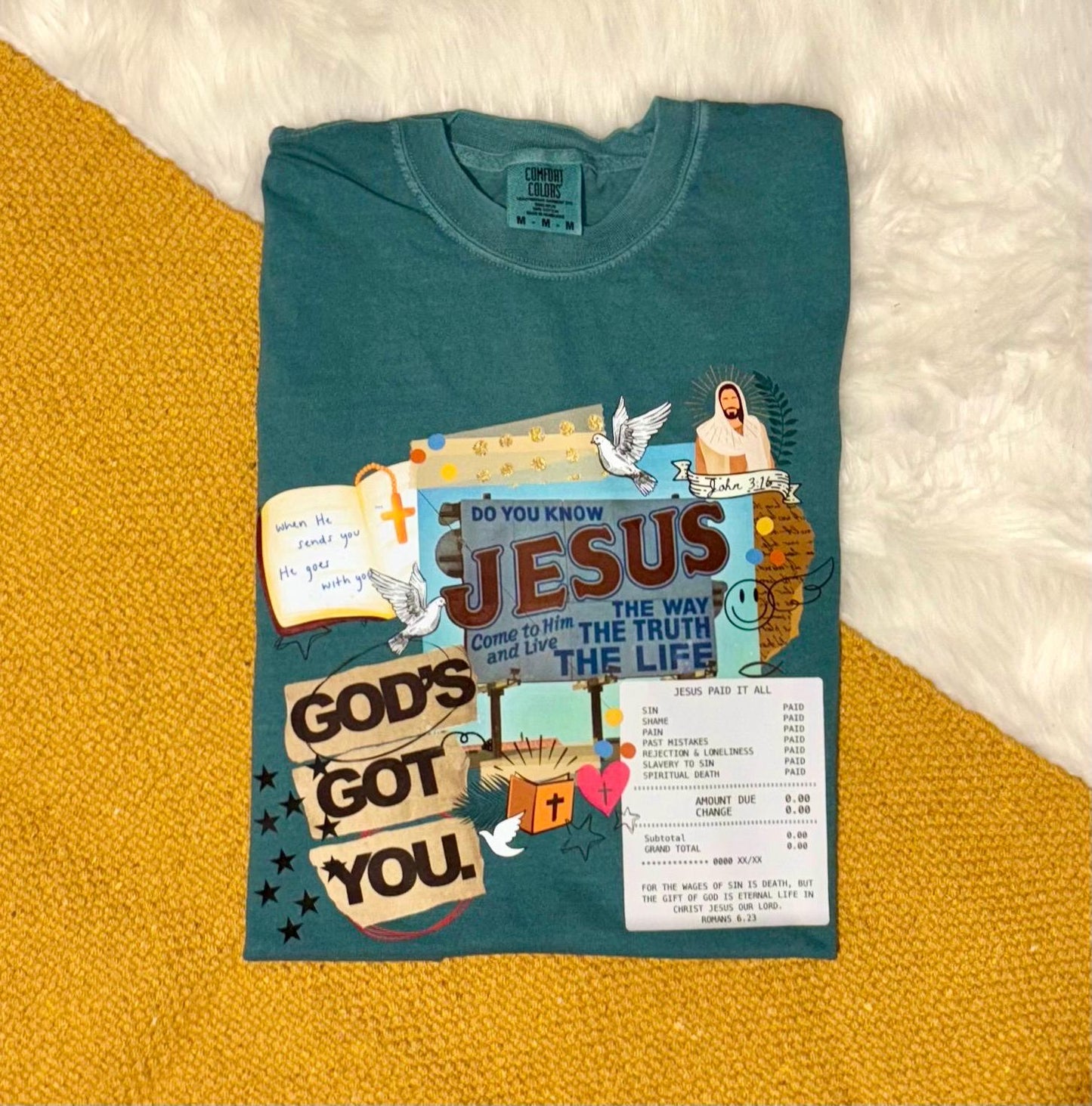 God's Got You Jesus Collage comfort colors t-shirt | Christian Faith Tee | Jesus is the way the truth the life apparel