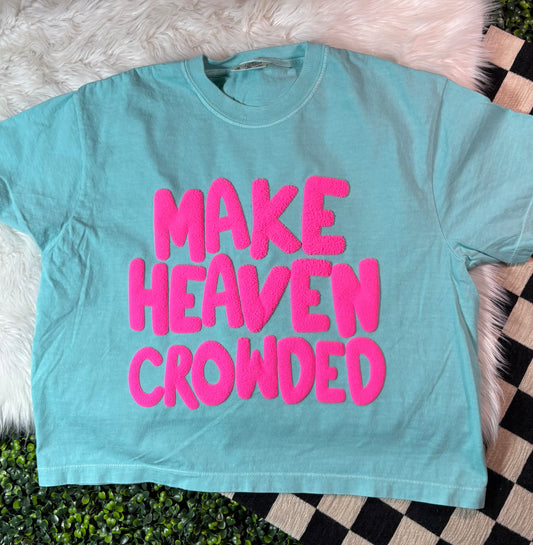 Make Heaven Crowded Puff Letter Tee – Mint & Hot Pink