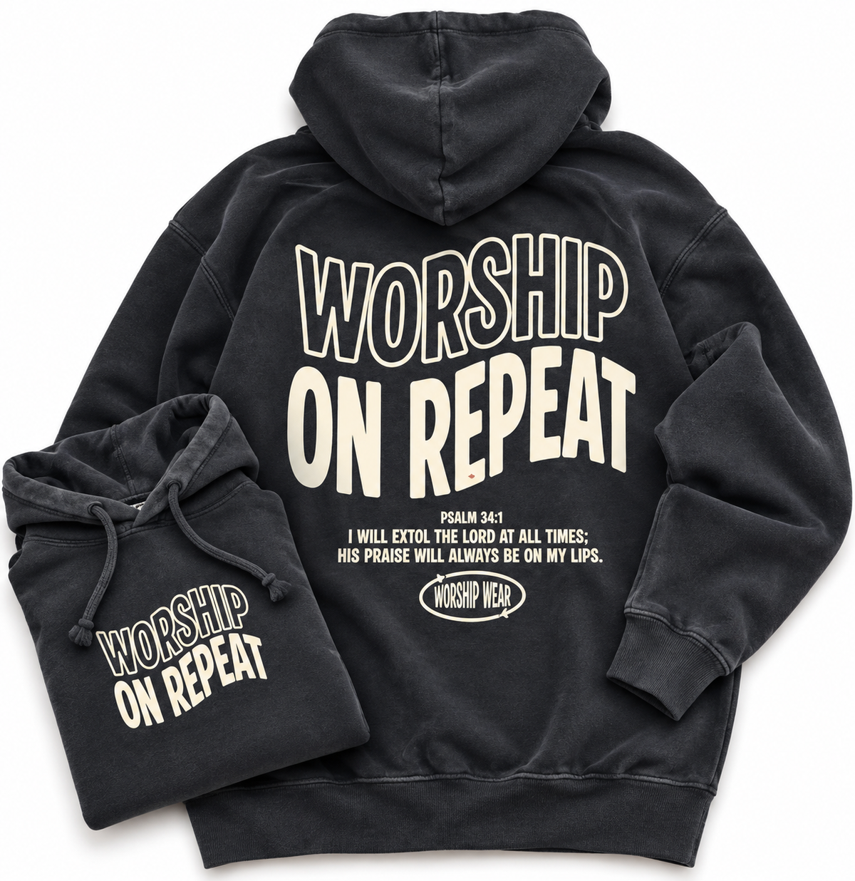 Worship On Repeat Hoodie | Vintage Christian Streetwear