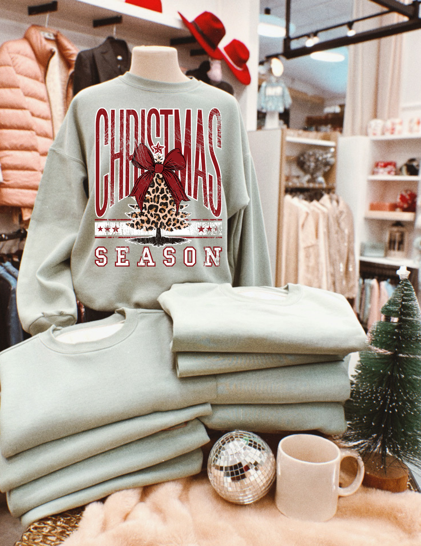 Christmas Season Sweatshirt | Leopard Tree Christmas Crewneck | Western Christmas Sweatshirt | Retro Holiday Sweater