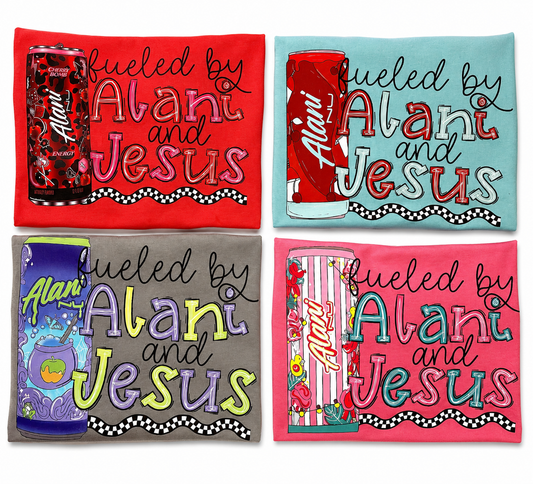 Fueled by Alani & Jesus Tee | Christian Energy Drink Inspired Graphic Shirt