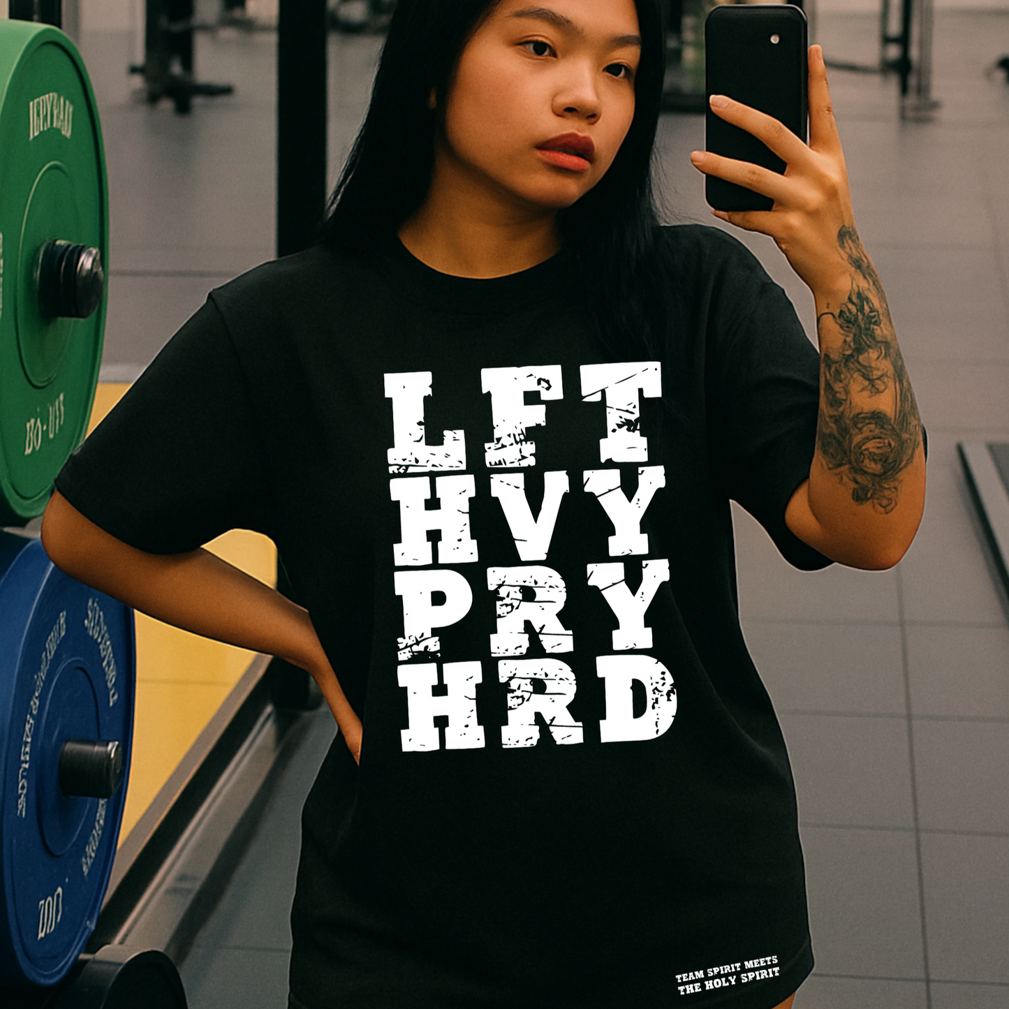 Performance moisture-wicking workout top- Lift Heavy Pray Hard
