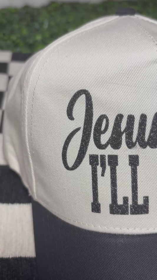 Jesus saves I spend glitter hat