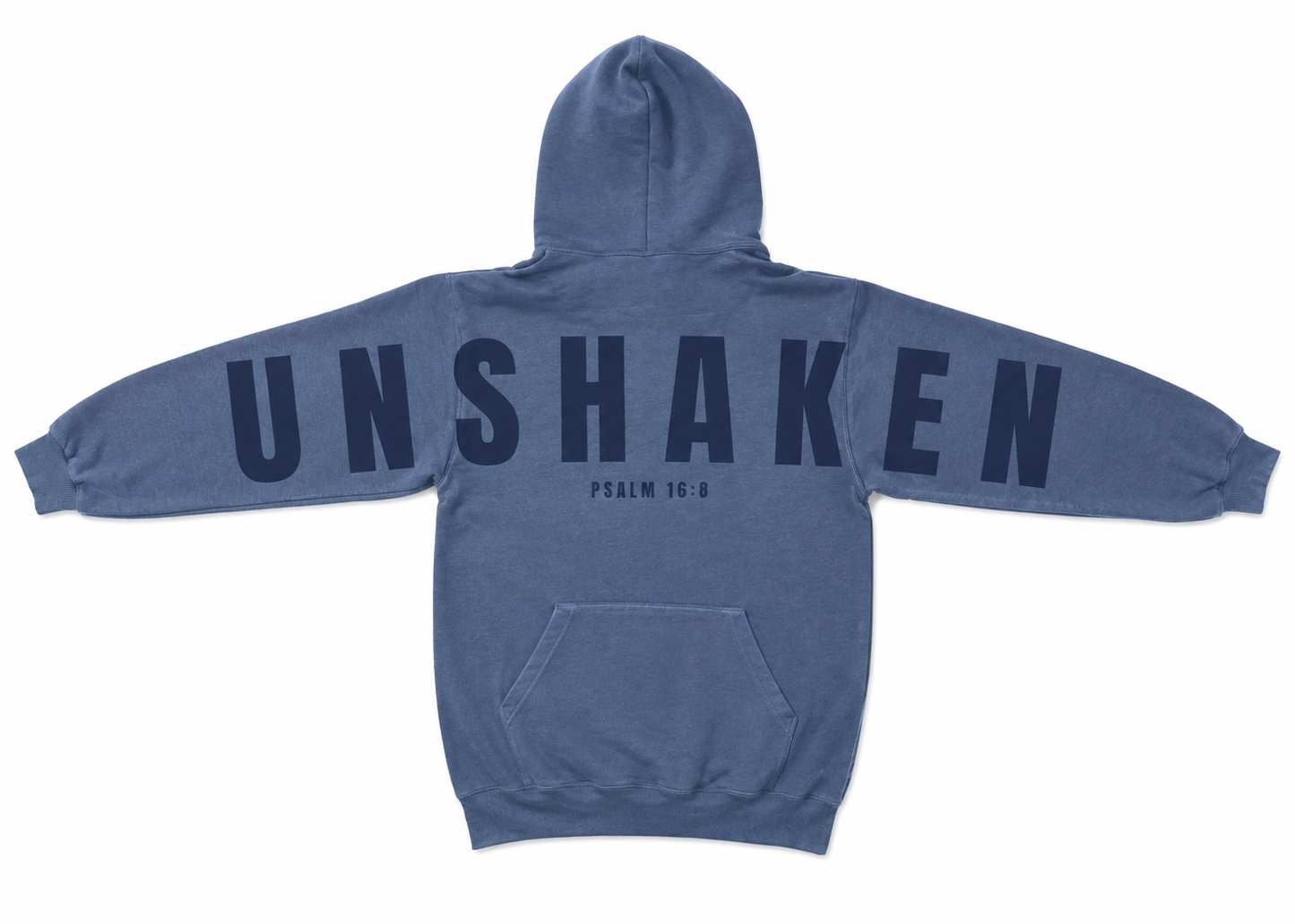 UNSHAKEN Psalm 16:8 Hoodie | Christian Oversized Hoodie | Vintage Blue Faith Hoodie